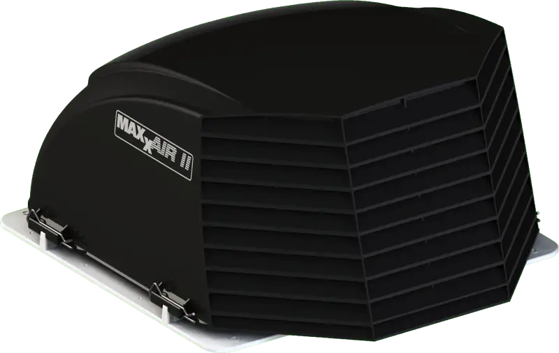 Maxxair Vent Maxx II Vent Cover Black 00-933082 for RVs offering durable construction and enhanced airflow.