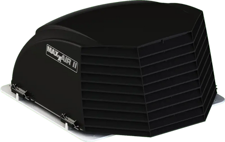 Maxxair Vent Maxx II Vent Cover Black 00-933082 for RVs offering durable construction and enhanced airflow.