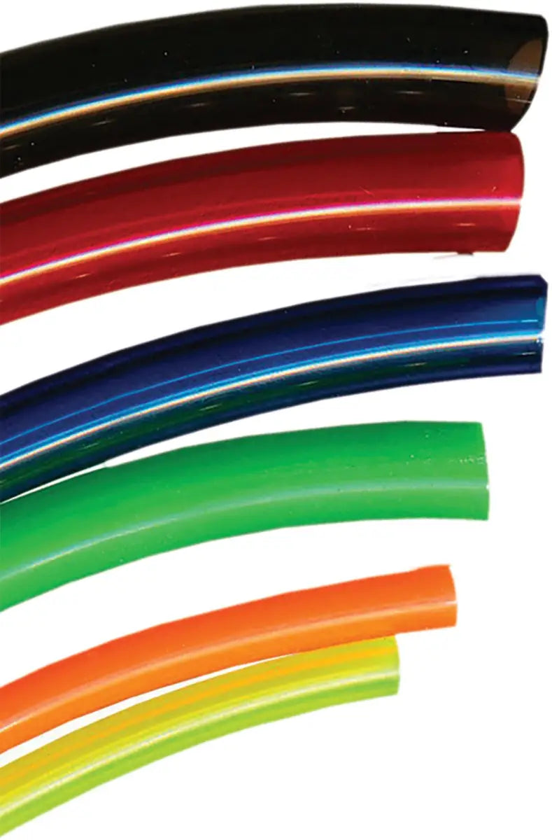 Colorful curved plastic tubing in the 01-07-073 Pre Cut Fuel/Water Line Kit Yellow