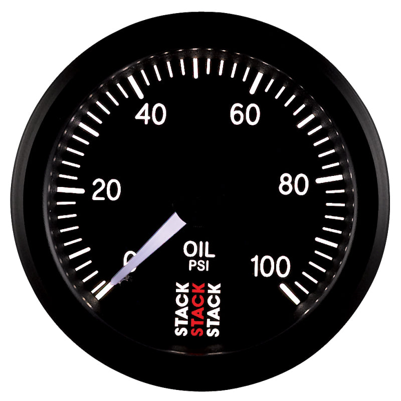 Autometer Stack 52mm 0-100 PSI 1/8in NPTF (M) Mechanical Oil Pressure Gauge - Black - ST3102