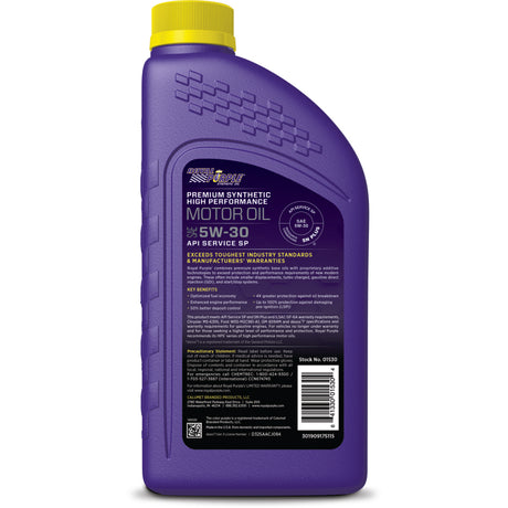 Royal Purple Premium Synthetic High Performance Multi-Grade 5W-30 Motor Oil - 1 Quart - RV and Auto Parts