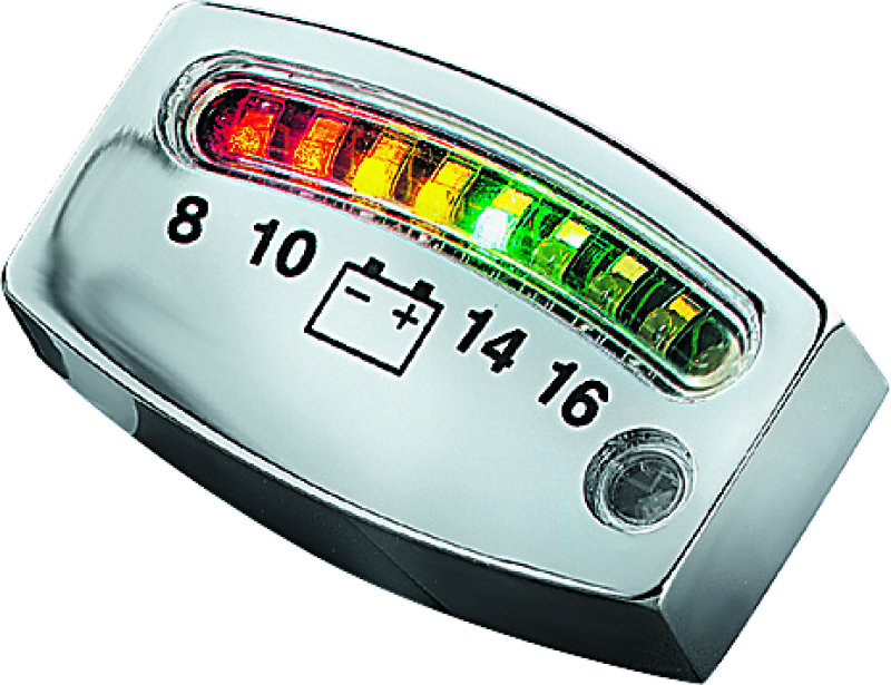 Kuryakyn LED Battery Gauge Universal Chrome - Kuryakyn