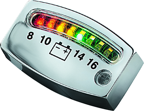 Kuryakyn LED Battery Gauge Universal Chrome - Kuryakyn