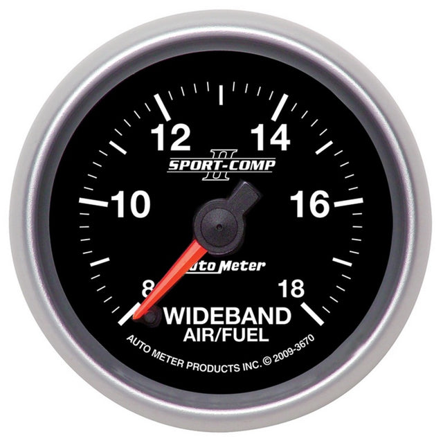 Autometer Sport-Comp II 52mm 8:1-18:1 AFR Wideband Air/Fuel Ratio Analog Gauge - 3670