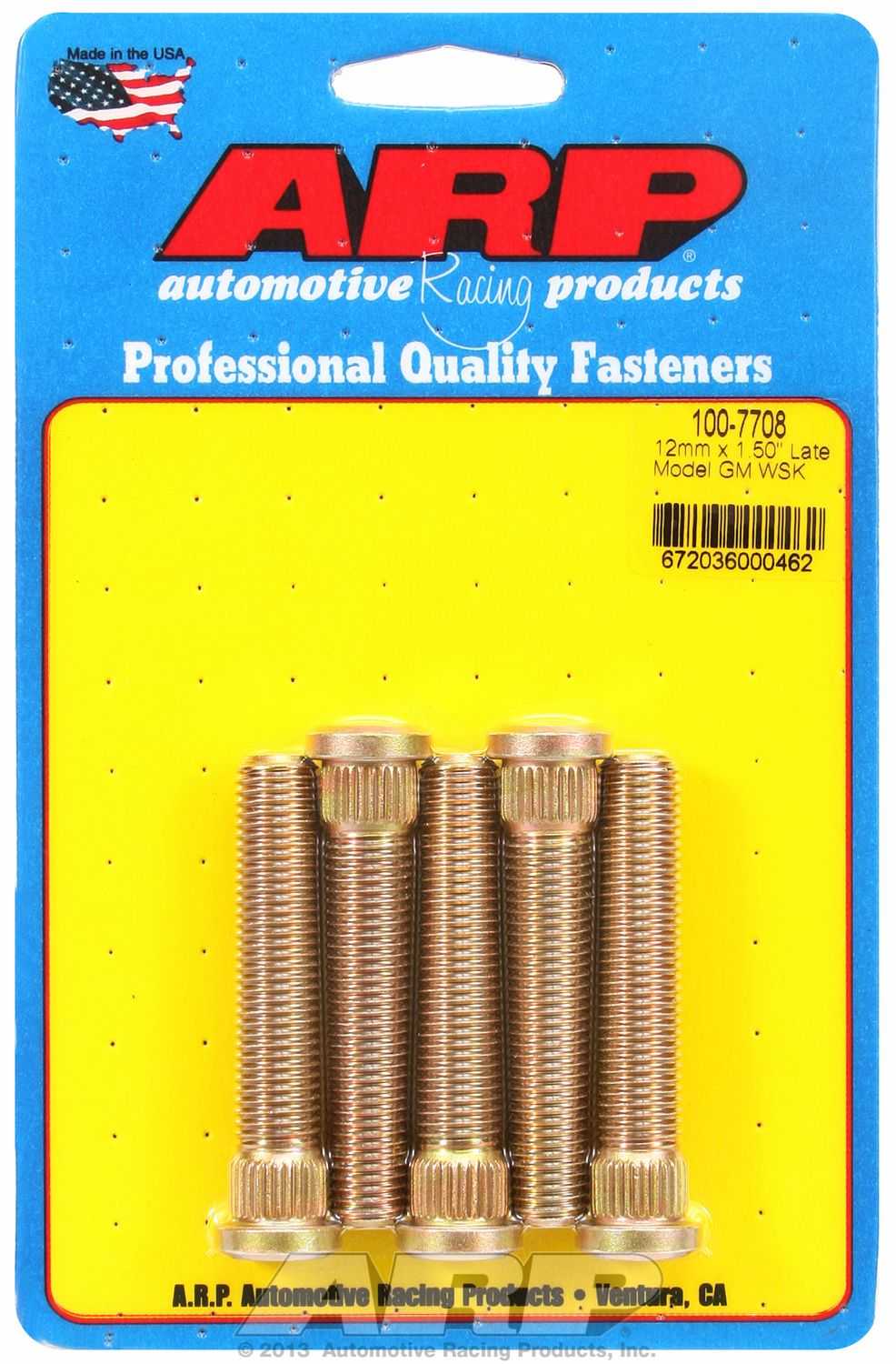 100-7708 ARP Fasteners Wheel Stud 12 Millimeter x 1.5 Inch Thread Size