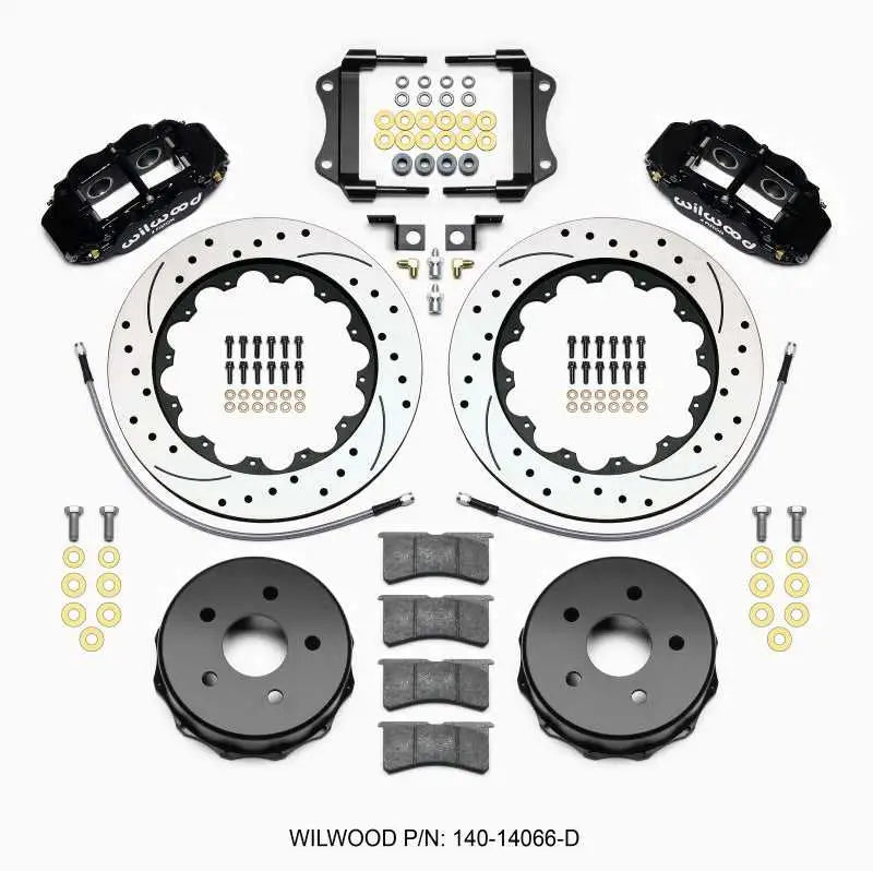 Wilwood 140-14066-D Wilwood Narrow Superlite 4R Rear Kit 14.00in Drilled 2007-up Jeep JK w/Lines