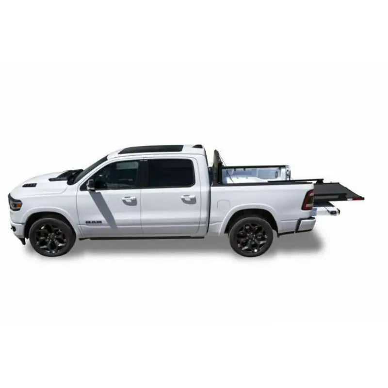 White pickup truck featuring a Bedslide for Ram 5.7 with Rambox for easy access