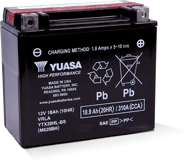 Yuasa YTX20HL-BS High Performance AGM Battery for RV, automotive, powersports, off-road, marine, exterior truck accessories, interior, truck bed, RV parts, apparel, helmets, racing, riding, BMX.