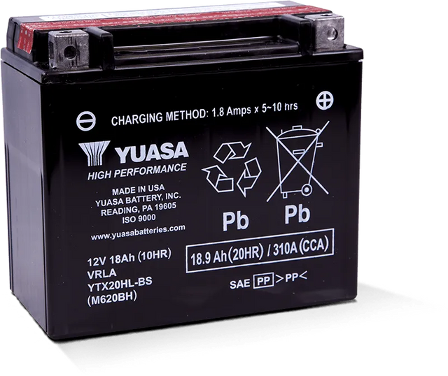 Yuasa YTX20HL-BS High Performance AGM Battery for RV, automotive, powersports, off-road, marine, exterior truck accessories, interior, truck bed, RV parts, apparel, helmets, racing, riding, BMX.