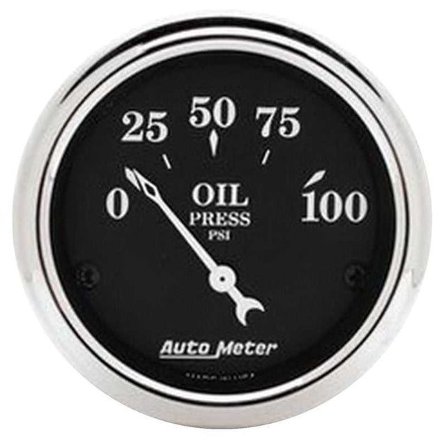 AutoMeter 1727 Autometer 2 1/16in 100PSI Old Tyme Black Electric Oil Pressure Gauge