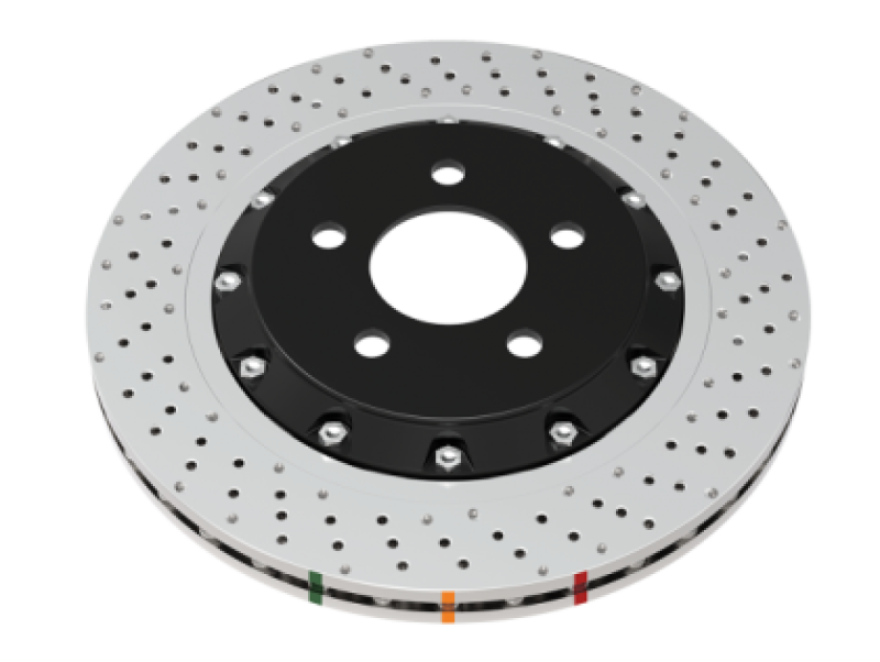 DBA 2022+ Volkswagen Golf R Mk8 5000 Series Cross Drilled & Dimpled 2 Piece Front Brake Rotor - 53927SLVXD