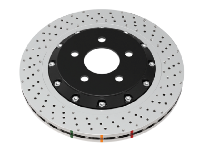 DBA 2022+ Volkswagen Golf R Mk8 5000 Series Cross Drilled & Dimpled 2 Piece Front Brake Rotor - 53927SLVXD