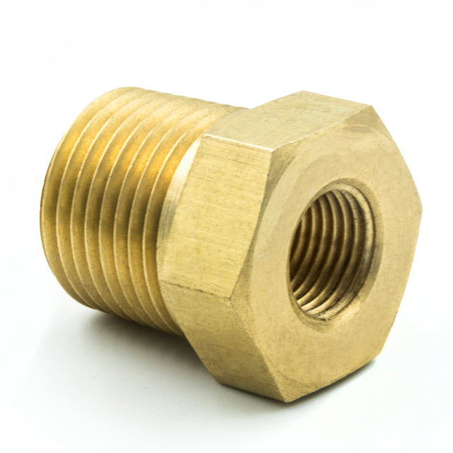 Autometer Brass Adapter Fitting - 3/8in NPT Male - 1/8in NPT Female - 2284