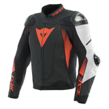 Dainese Super Speed 4 leather Jacket Perforated Matte Black/White/Fluorescent Red Size - 50 - Dainese