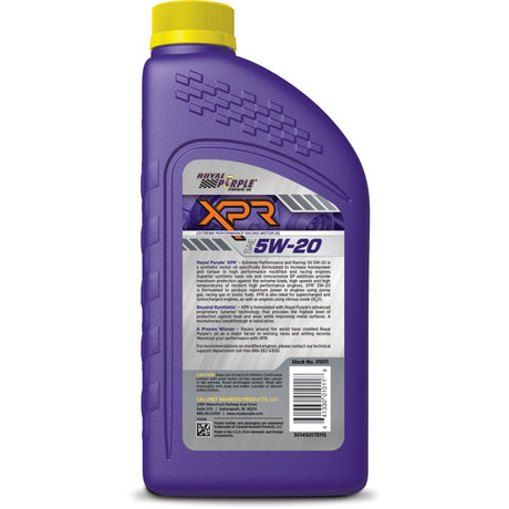 Royal Purple XPR Synthetic Extreme Performance 5W-20 Racing Oil - 1 Quart - RV and Auto Parts