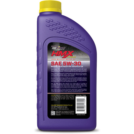 Royal Purple HMX Premium Synthetic High Mileage 5W-30 Motor Oil - 1 Quart - RV and Auto Parts