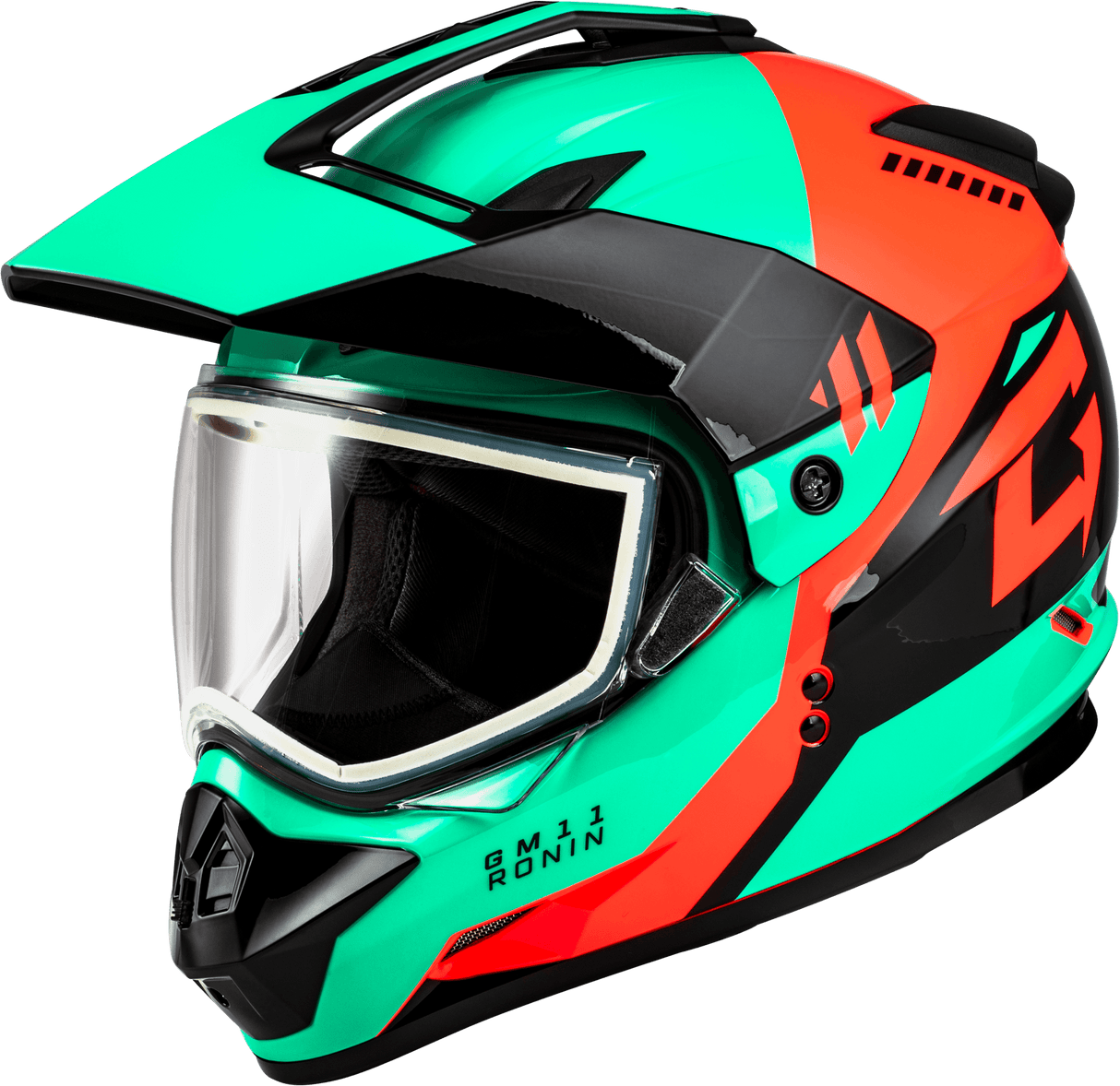 A11151173 Gmax Gm-11 Ronin Helmet Black/Aqua/Coral Xs - RV and Auto Parts