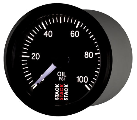 Autometer Stack 52mm 0-100 PSI 1/8in NPTF (M) Mechanical Oil Pressure Gauge - Black - ST3102