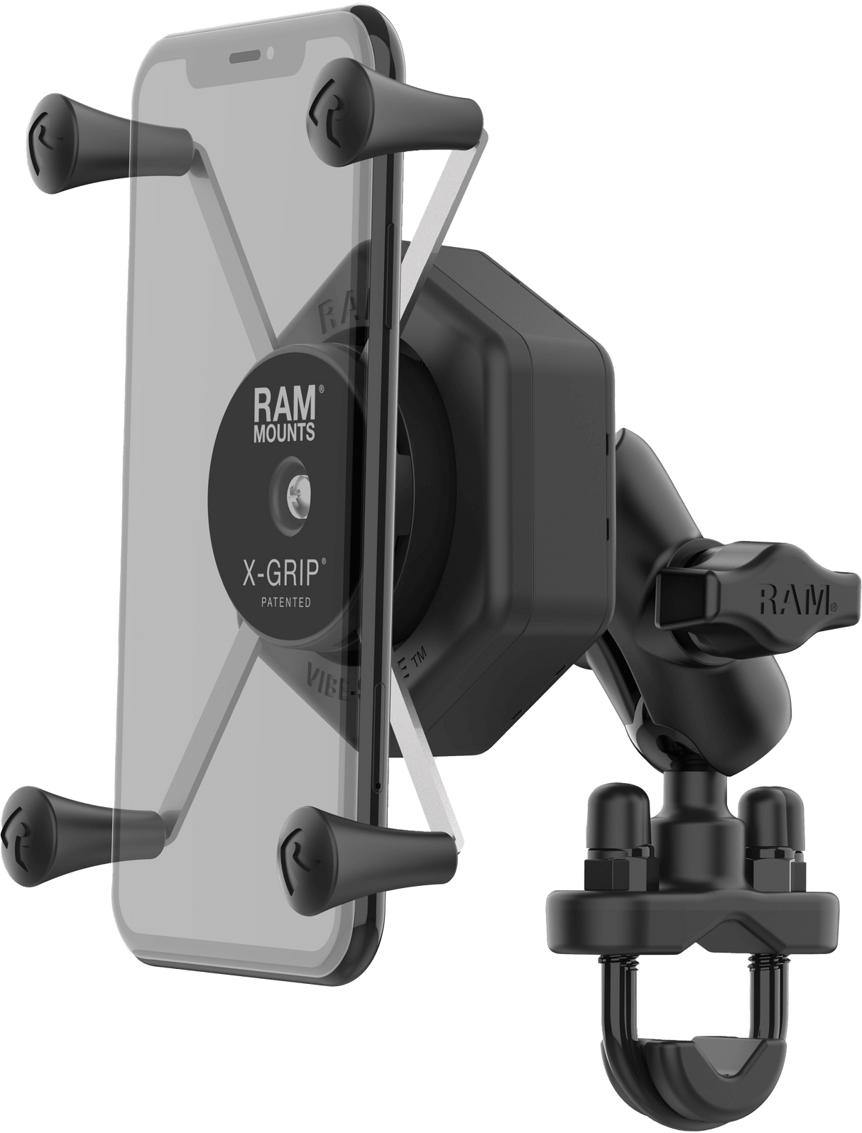 RAM-B-149Z-A-UN10462 Ram X-Grip Vibe-Safe L Phone Mount With U-Bolt Base Short - RV and Auto Parts