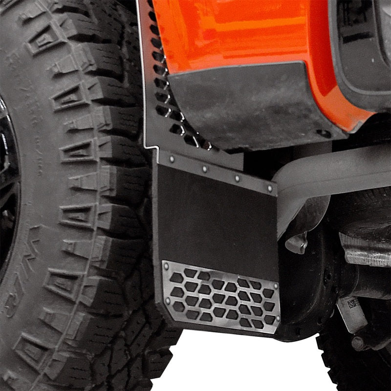 Putco 15-19 Chevy Silv/Sierra HD Dually (Front) - Set of 2 Mud Skins - Brushed SS w/ Hex Shield - 78170