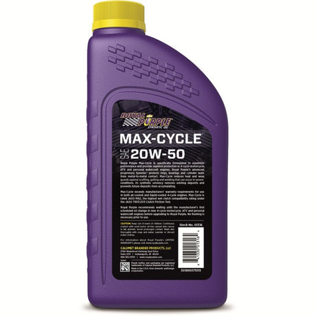 Royal Purple Max-Cycle Synthetic 20W-50 Motorcycle Oil - 1 Quart - RV and Auto Parts