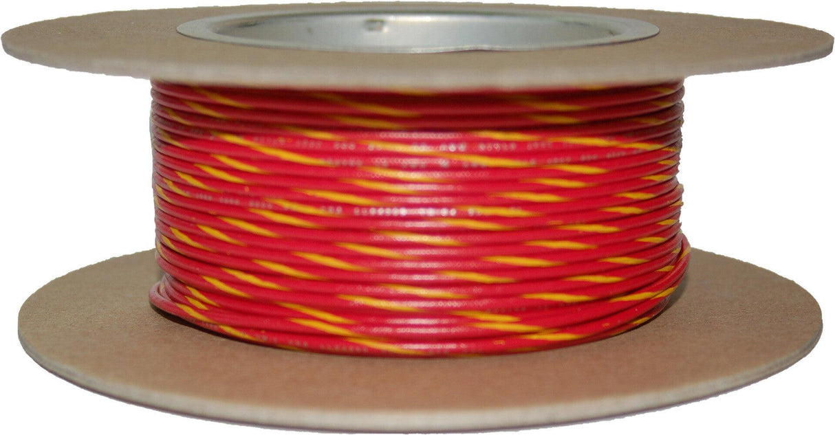 NWR-24-100-20 Namz Custom Cycle 100' Spool 20-Gauge Wire (Red/Yellow Stripe) - RV and Auto Parts