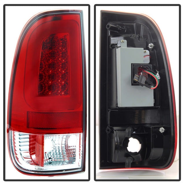 Spyder 97-03 Ford F150 Stylsd. F250 V3 Light Bar LED Tail Lights - Red/Clr ALT-YD-FF15097V3-LBLED-RC - 5084453