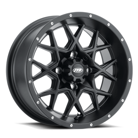 ITP Hurricane 14x7 / 4x156 BP / 4+3 Offset Matte Black Wheel - ITP