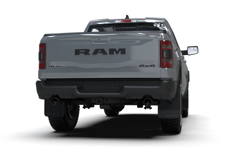 Rally Armor 19-24 Dodge Ram 1500 Rebel Black UR Mud Flap w/Metallic Black Logo - Rally Armor