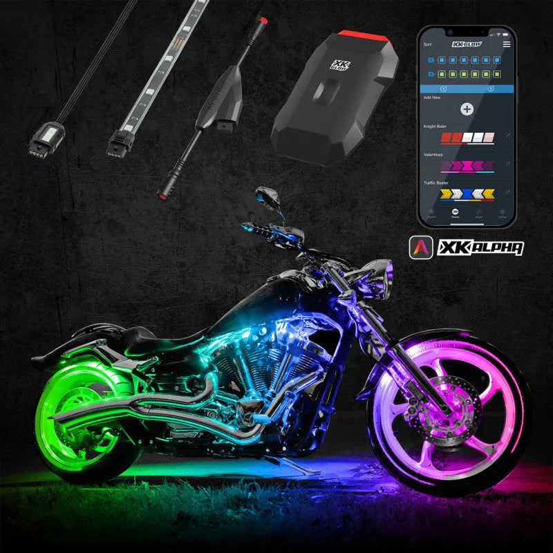 XK Glow Addressable LED Motorcycle Accent Light Kits Advanced XKalpha App Controlled