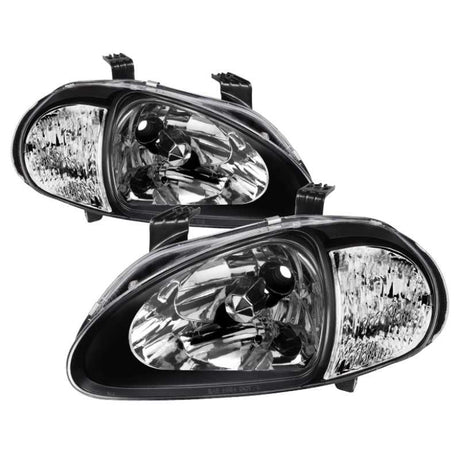 SPYDER 5014207 Xtune Honda Del Sol 93-97 1Pc Crystal Headlights Black HD-ON-HDEL93-1P-BK