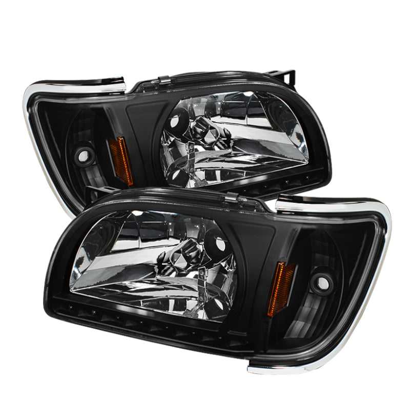 SPYDER 5056221 Xtune Toyota Tacoma 01-04 1 Piece w/ Chrome Trim Crystal Headlights Black HD-ON-TT01-1PC-LED-CC-BK