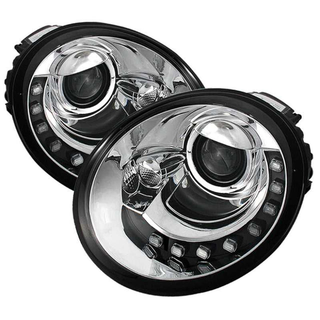 SPYDER 5080554 Spyder Volkswagen Beetle 1998-2005 Projector Headlights DRL Chrome PRO-YD-VB98-DRL-C