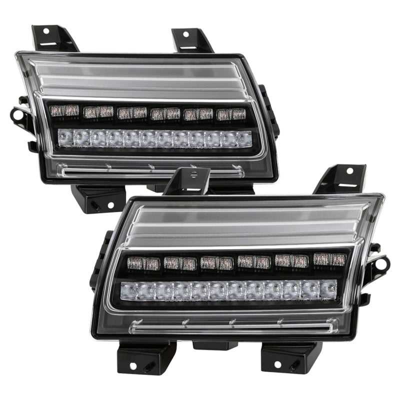 SPYDER 5086785 Spyder Jeep Wrangler 2018-2019 (Halogen Model Only) LED Front Bumper Lights - Seq. Signal - Black