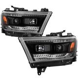 SPYDER 5087393 Spyder Dodge Ram 19-20 Halogen Model Projector Headlights Chrome PRO-YD-DR19HALSI-SEQ-BK