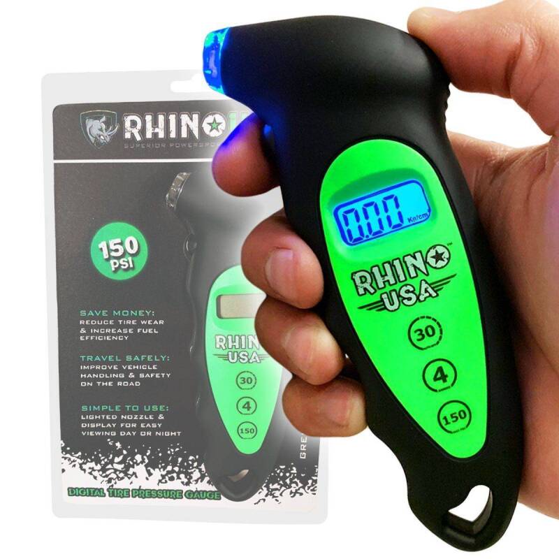 Rhino USA Digital Tire Pressure Gauge 150 Psi (Green) - Rhino USA