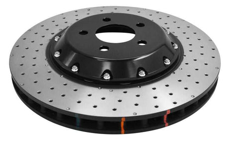 DBA 52166BLKXD DBA 15-20 Ford Mustang GT Perf Package (380mm Front Rotor) Front 5000 Series Drilled Rotor w/Blk Hat