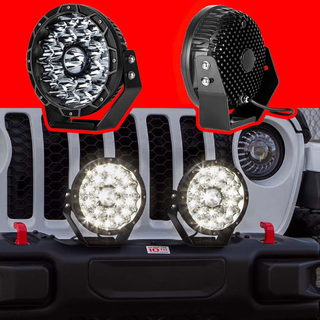 XK Glow Combo Beam Offroad Round Work Light Kit 2pc 9in 110W - XK066009