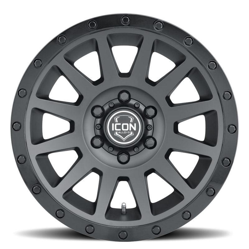 ICON Compression 17x8.5 6x5.5 0mm Offset 4.75in BS 106.1mm Bore Double Black Wheel - RV and Auto Parts