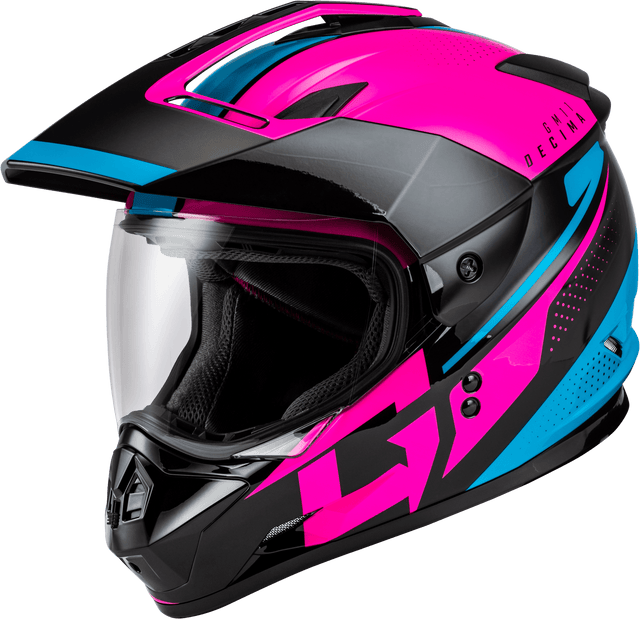 A11161236 Gmax Gm-11 Decima Helmet Black/Pink/Blue Lg - RV and Auto Parts