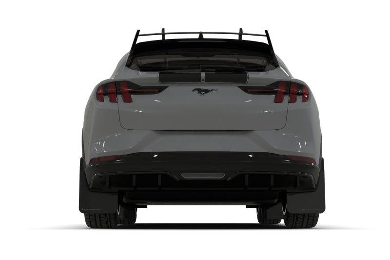 Rally Armor 2021-25 Ford Mach-E Rally Edition Black UR Mud Flap Metallic Black Logo - Rally Armor