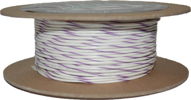 NWR-97-100-20 Namz Custom Cycle 100' Spool 20-Gauge Wire (White/Violet Stripe) - RV and Auto Parts