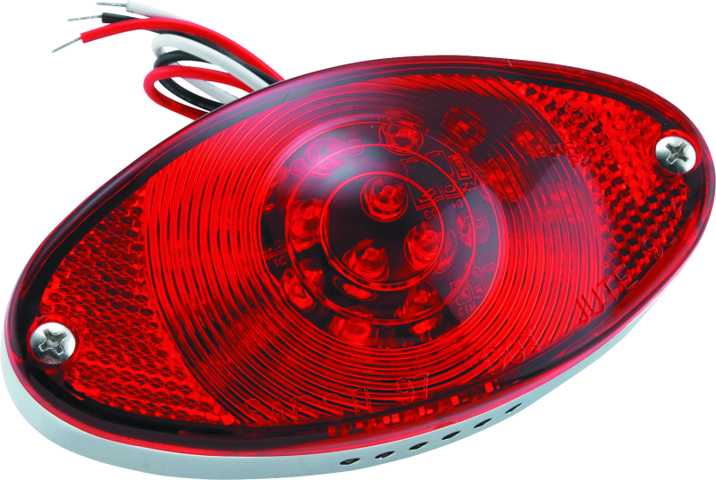 Bikers Choice Chrome LED Cateye Taillight Red Lens DOT Universal - Bikers Choice