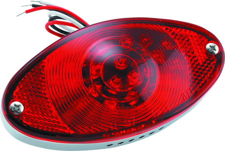 Bikers Choice Chrome LED Cateye Taillight Red Lens DOT Universal - Bikers Choice