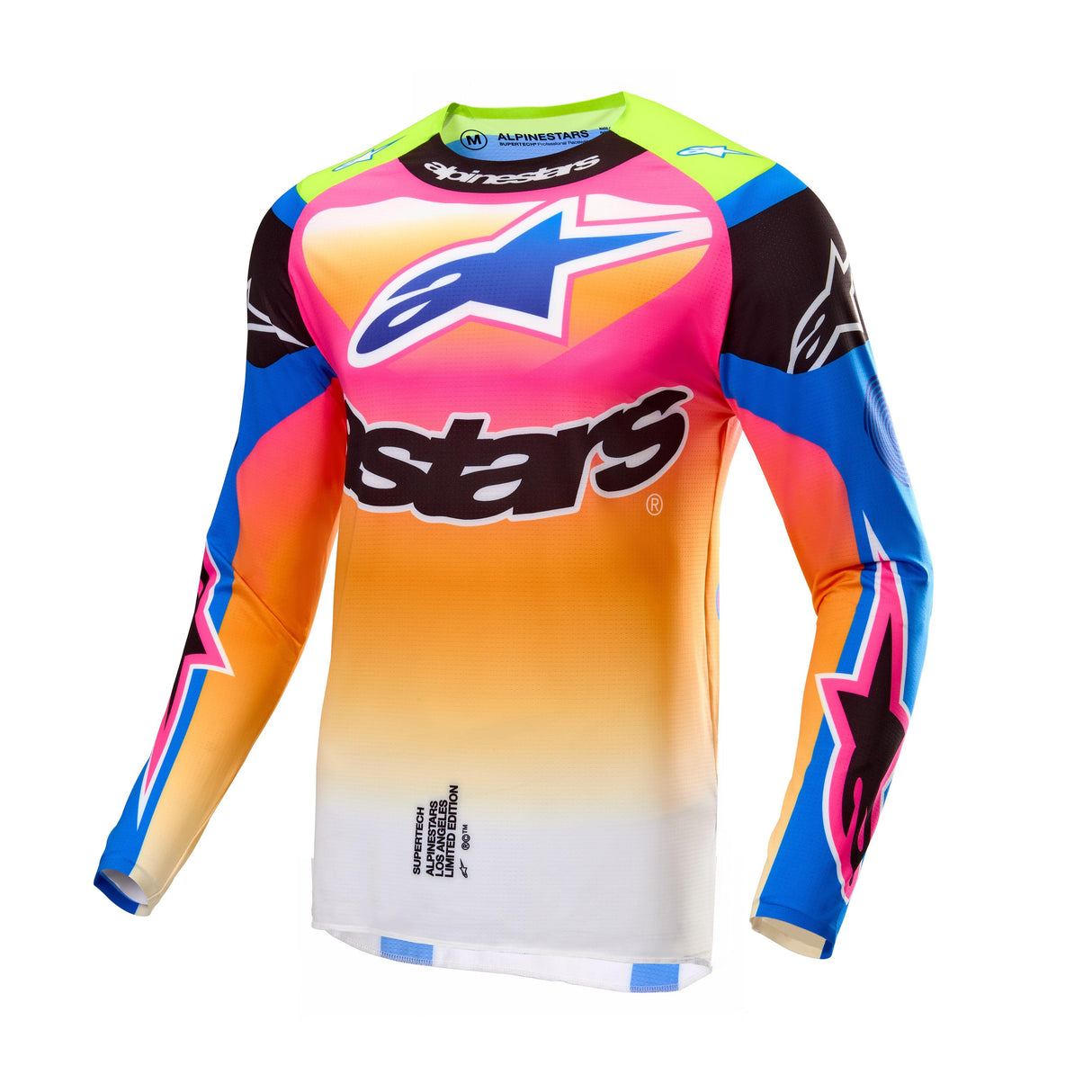 3768424-2014- L Alpinestars Supertech Le Coast Jersey Wht/Dk Blu/Pnk Fluo Lg - RV and Auto Parts