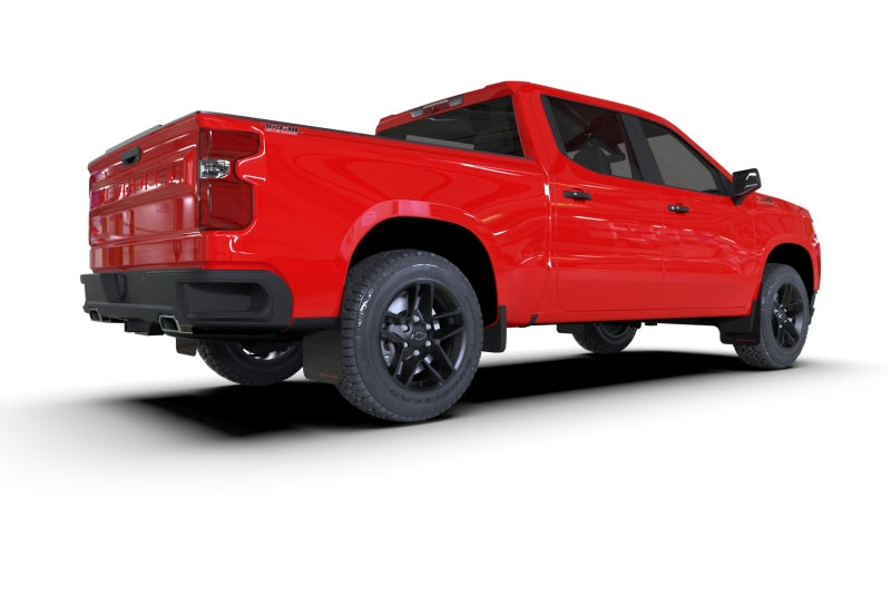 Rally Armor 19-24 Gen 4 Chevy Silverado 1500 Black UR Mud Flap Metallic Red Logo - RV and Auto Parts