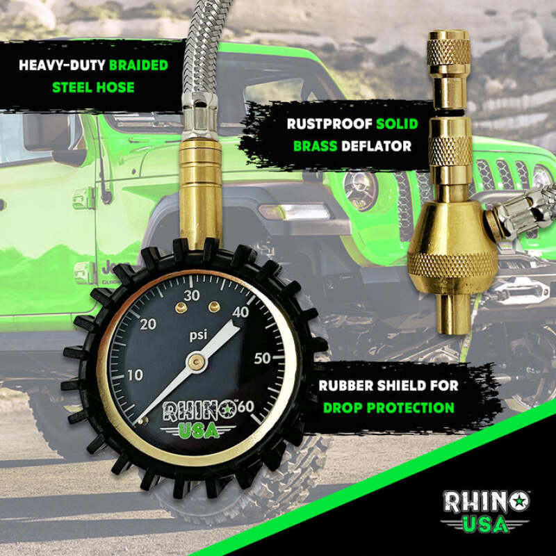 Rhino USA 60Psi Tire Deflator Gauge - Rhino USA