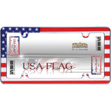 "23003 Cruiser USA Flag Chrome license plate frame with high-quality chrome construction, showcasing the American flag with a sleek, durable, and weather-resistant design."