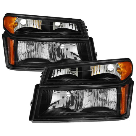 SPYDER 9032110 Xtune Chevy Colorado 04-12 OEM Headlights w/ Bumper Lights Black HD-JH-CCOL04-SET-BK