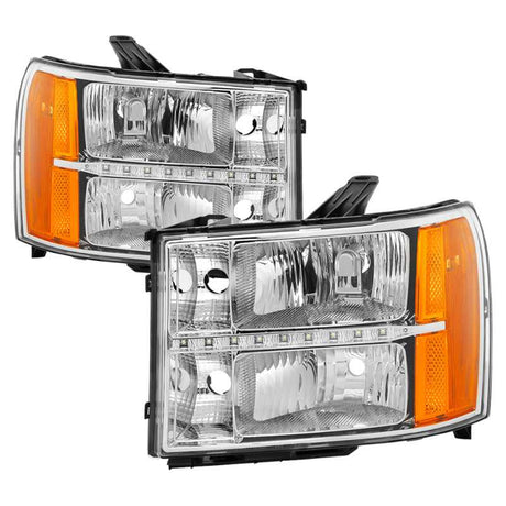 SPYDER 9037436 xTune GMC Sierra 07-13 Headlights with Daytime LED Running Light - Chrome HD-JH-GSIE07-LED-C